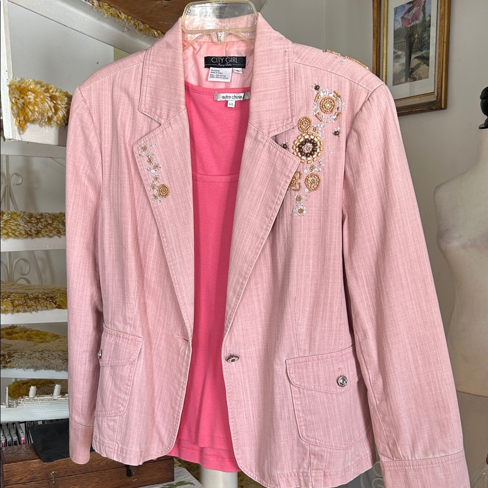 City Girl Pink Embellished Women's Blazer